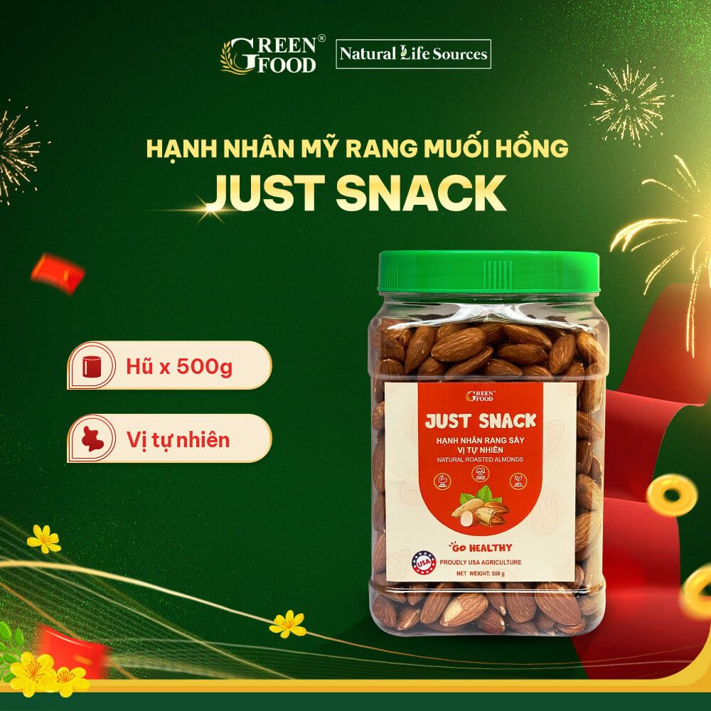  Hạnh Nhân Mỹ Rang Sấy Just Snack - 500g 