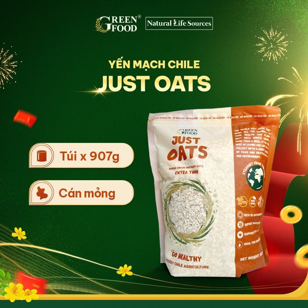  Yến Mạch Chile Just Oats Cán mỏng - Túi 907g 