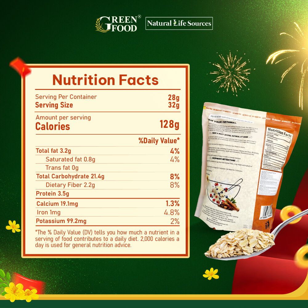  Yến mạch Chile Just Oats Cán dày - Túi 907g 