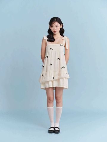  CLÉLIE Đầm tơ hai dây phối nơ Morela Dress 