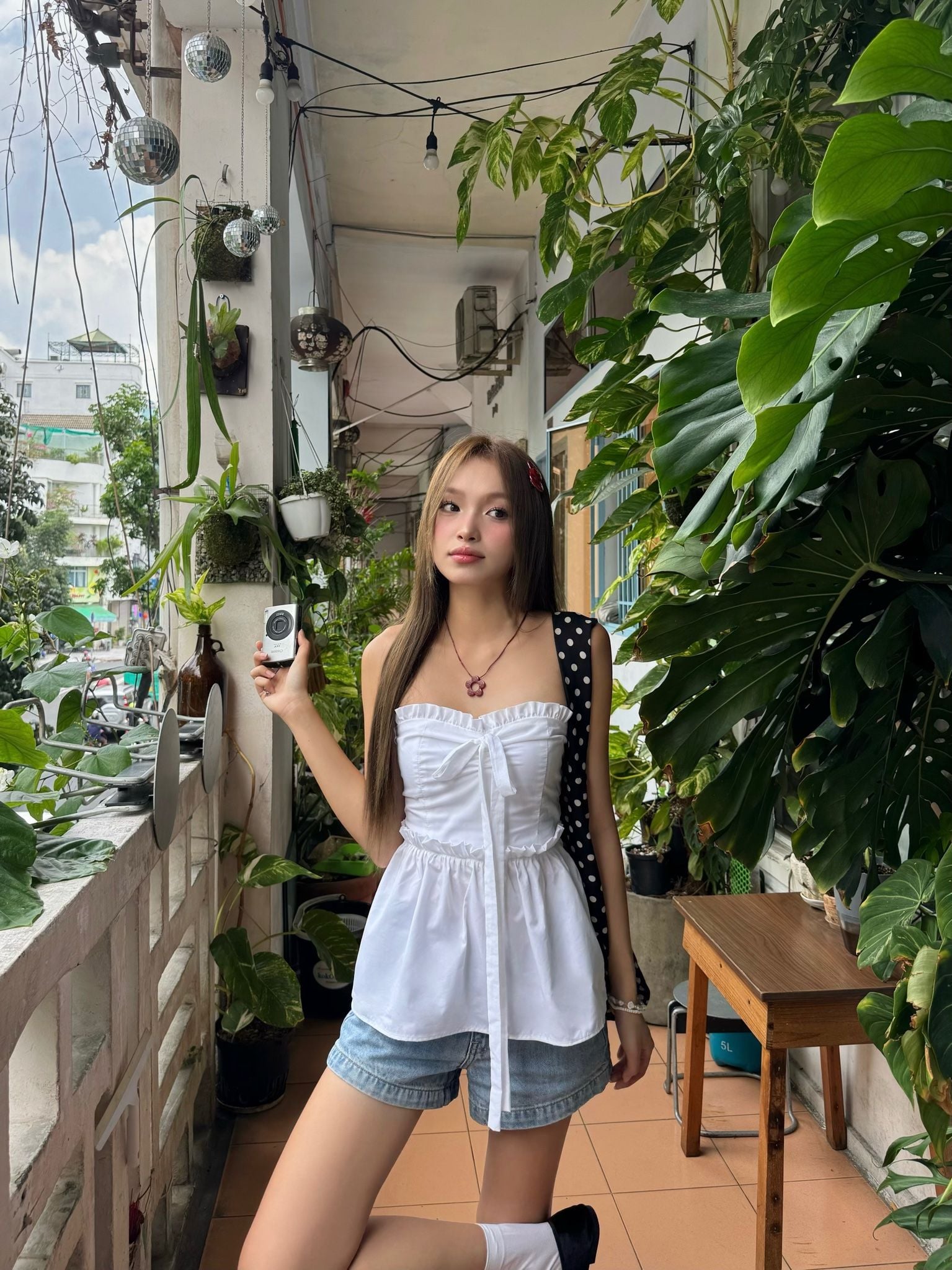  CLÉLIE Áo cúp ngực phối viền bèo đính nơ SWEETIE TOP 