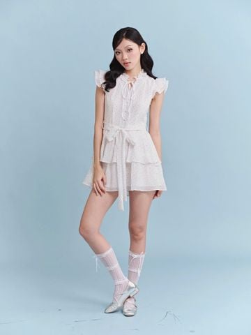  CLÉLIE Đầm cổ V phối 2 tầng váy cột nơ Calla Dress 