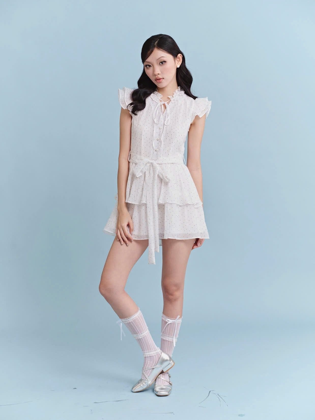  CLÉLIE Đầm cổ V phối 2 tầng váy cột nơ Calla Dress 