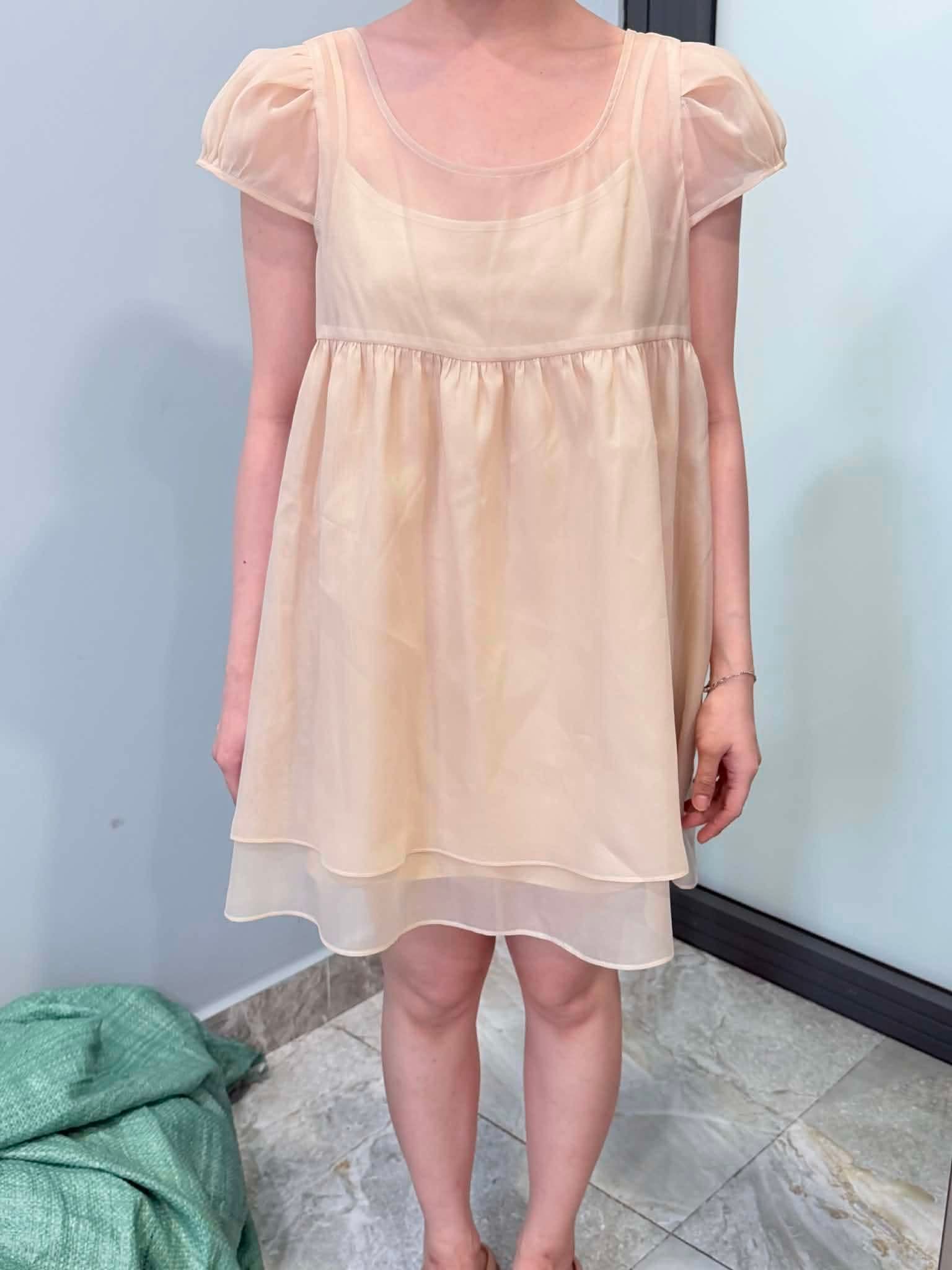 CLÉLIE Đầm babydoll nữ tay bồng hở lưng phối nơ to xinh xắn Mercy Dress 