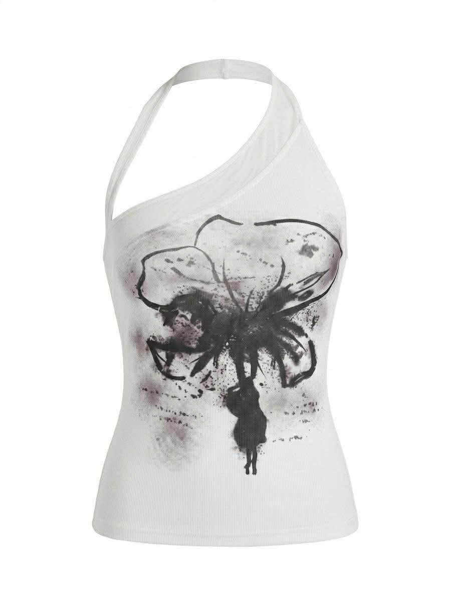  CLÉLIE Áo yếm cách điệu vải thun lưới in họa tiết Kane Top 