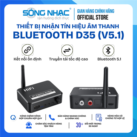 Thiết bị nhận tín hiệu âm thanh Bluetooth D35 (V5.1)