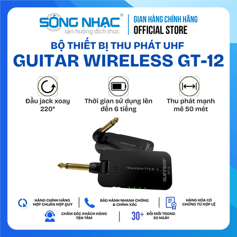 Bộ thiết bị thu phát UHF Guitar wireless GT - 12