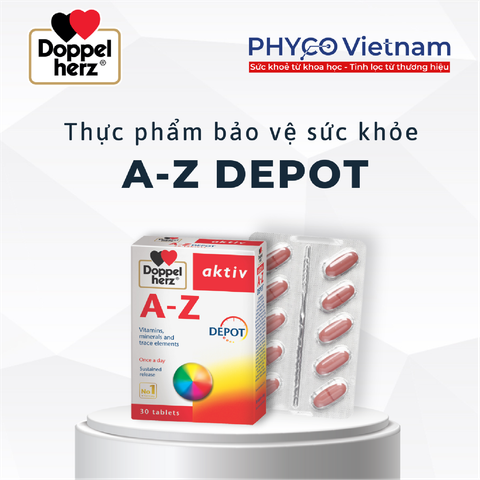  TPBVSK A-Z Depot bổ sung vitamin và khoán chất dạng viên hỗ trợ tăng cường sức khỏe, tăng sức đề kháng 