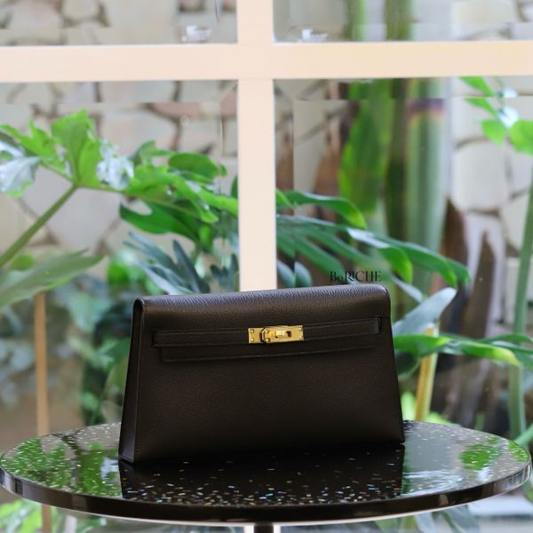  Kelly Elan Chevre Leather Black Noir PWH 