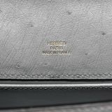  Kelly Pochette KP22 Ostrich Bleu Glacier GHW 