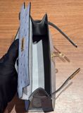  Kelly Pochette KP22 Ostrich Bleu Glacier GHW 
