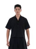  HOWS® LAYERED DETAIL BOXY SHIRT / BLACK 