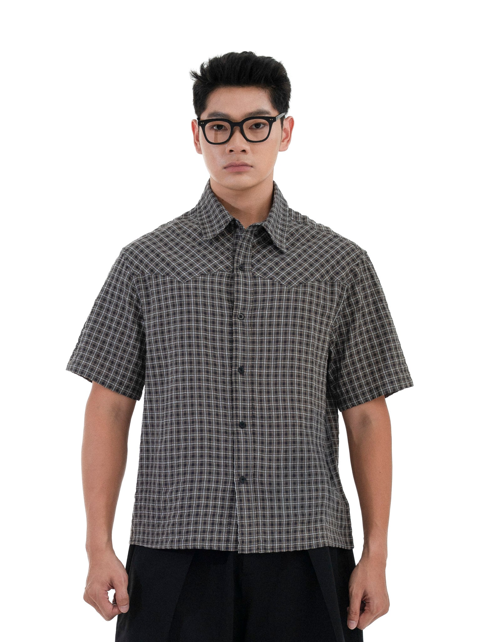  HOWS® BOXY PLAID SHIRT / DARK MOSS 
