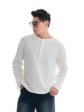  HOWS® WAFFLE LONG SLEEVE HENLEY / WHITE 