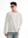  HOWS® FITTED LONG SLEEVE HENLEY T-SHIRT / CREAM 