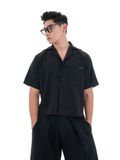  HOWS® LAYERED DETAIL BOXY SHIRT / BLACK 