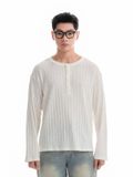  HOWS® FITTED LONG SLEEVE HENLEY T-SHIRT / CREAM 