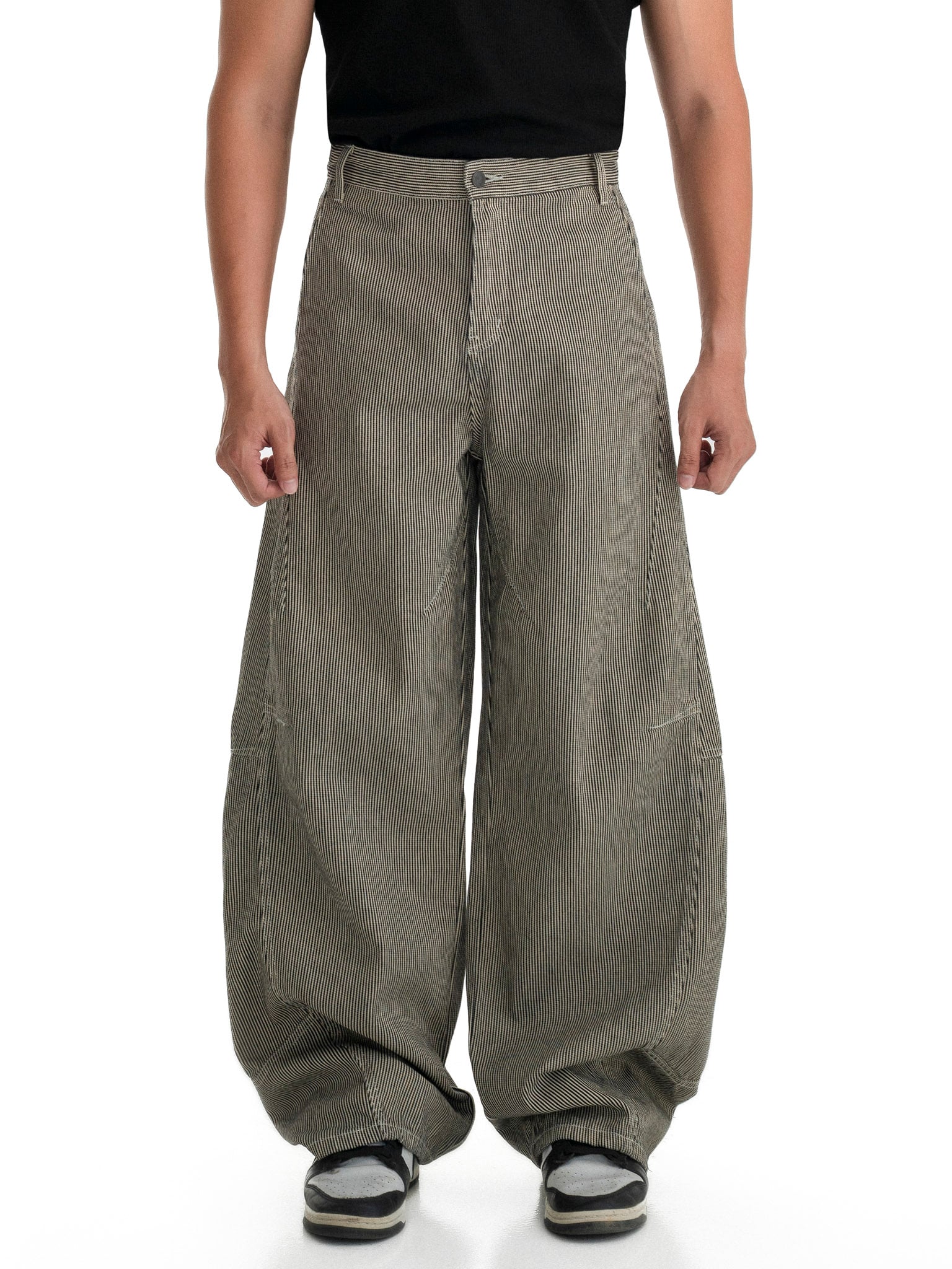  HOWS® STRIPED KHAKI PANTS / BLACK x WHITE 