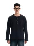  HOWS® WAFFLE LONG SLEEVE HENLEY / BLACK 
