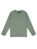  HOWS® STRIPED HENLEY LONG SLEEVE T-SHIRT / MOSS 