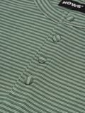  HOWS® STRIPED HENLEY LONG SLEEVE T-SHIRT / MOSS 
