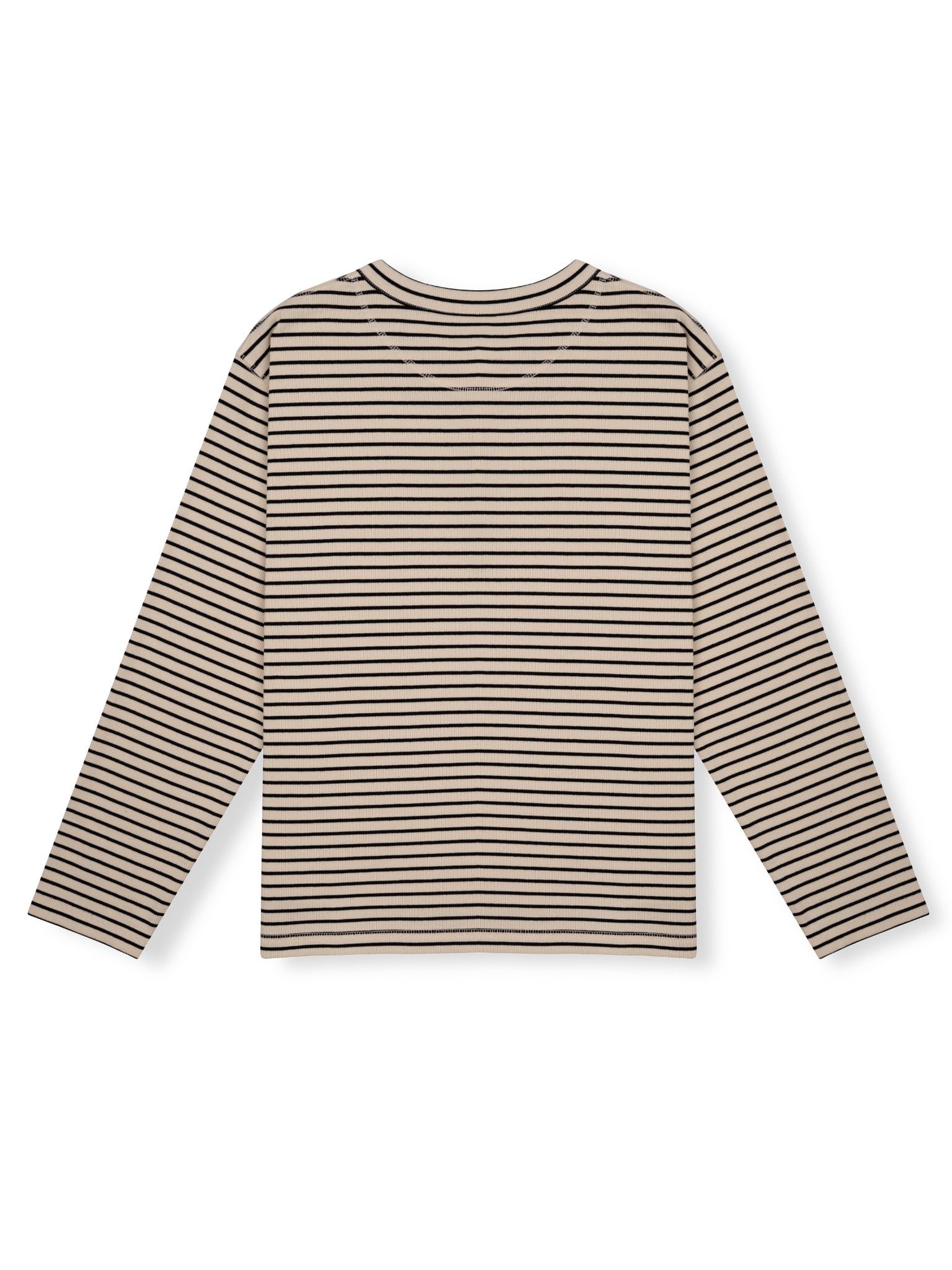  HOWS® STRIPED HENLEY LONG SLEEVE T-SHIRT / CREAM 