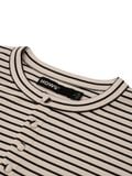  HOWS® STRIPED HENLEY LONG SLEEVE T-SHIRT / CREAM 
