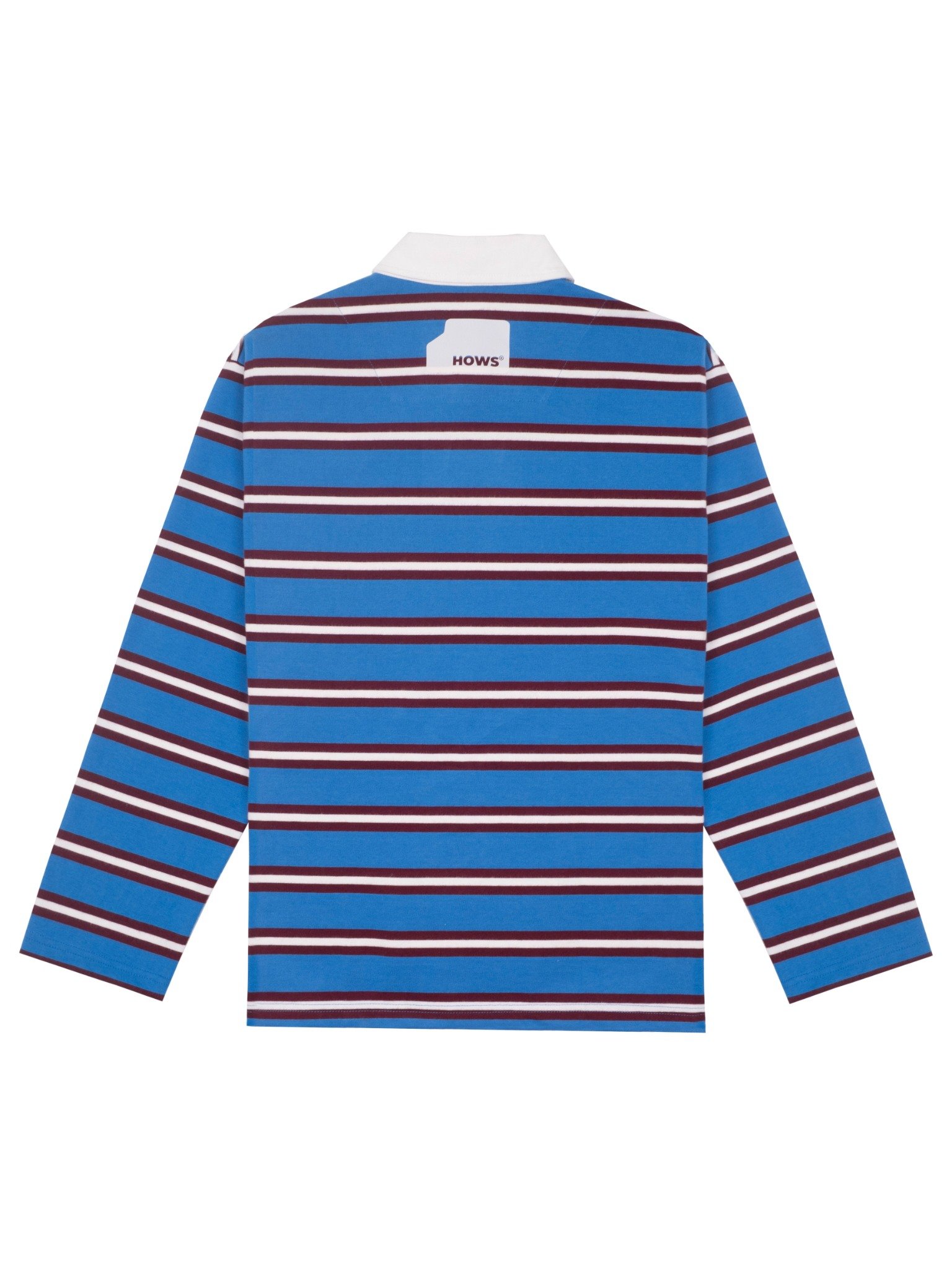  HOWS® OLD SCHOOL STRIPED LONG SLEEVE POLO / NAVY x WHITE 