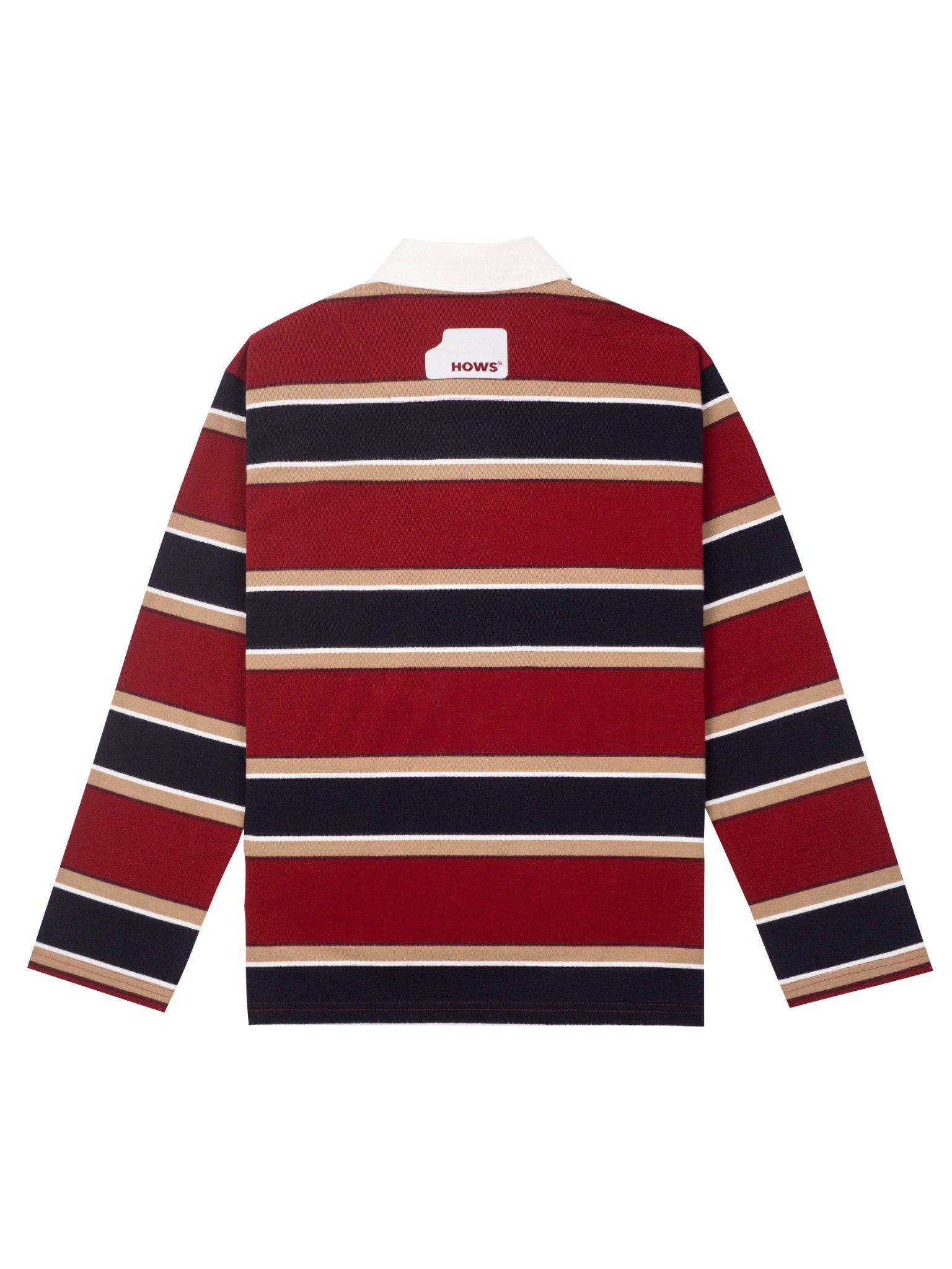  HOWS® OLD SCHOOL STRIPED LONG SLEEVE POLO / RED x NAVY 