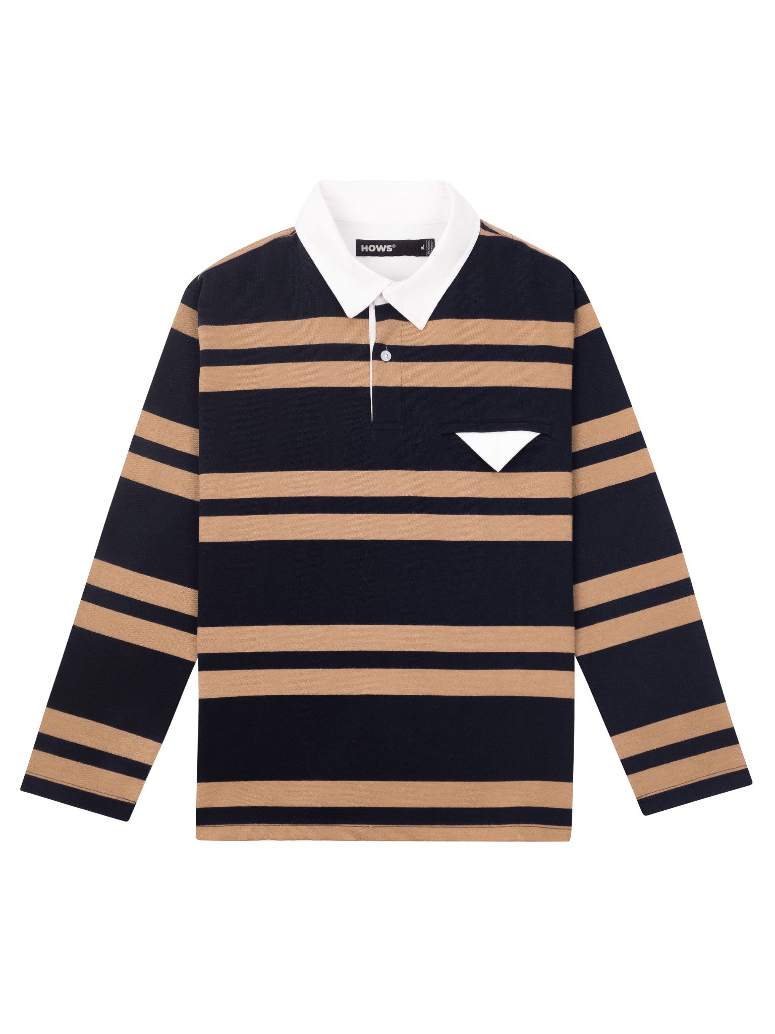  HOWS® OLD SCHOOL STRIPED LONG SLEEVE POLO / BROWN x NAVY 