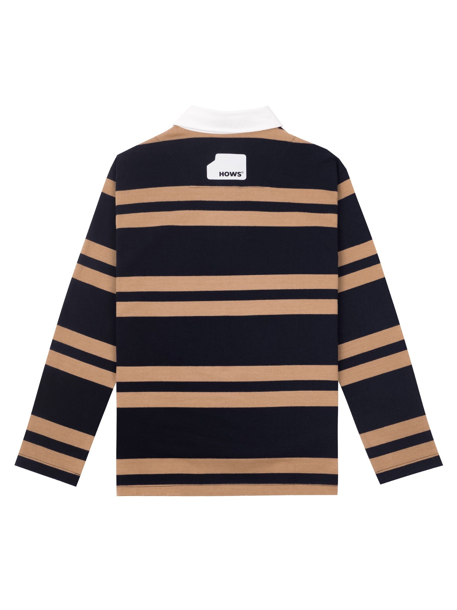  HOWS® OLD SCHOOL STRIPED LONG SLEEVE POLO / BROWN x NAVY 