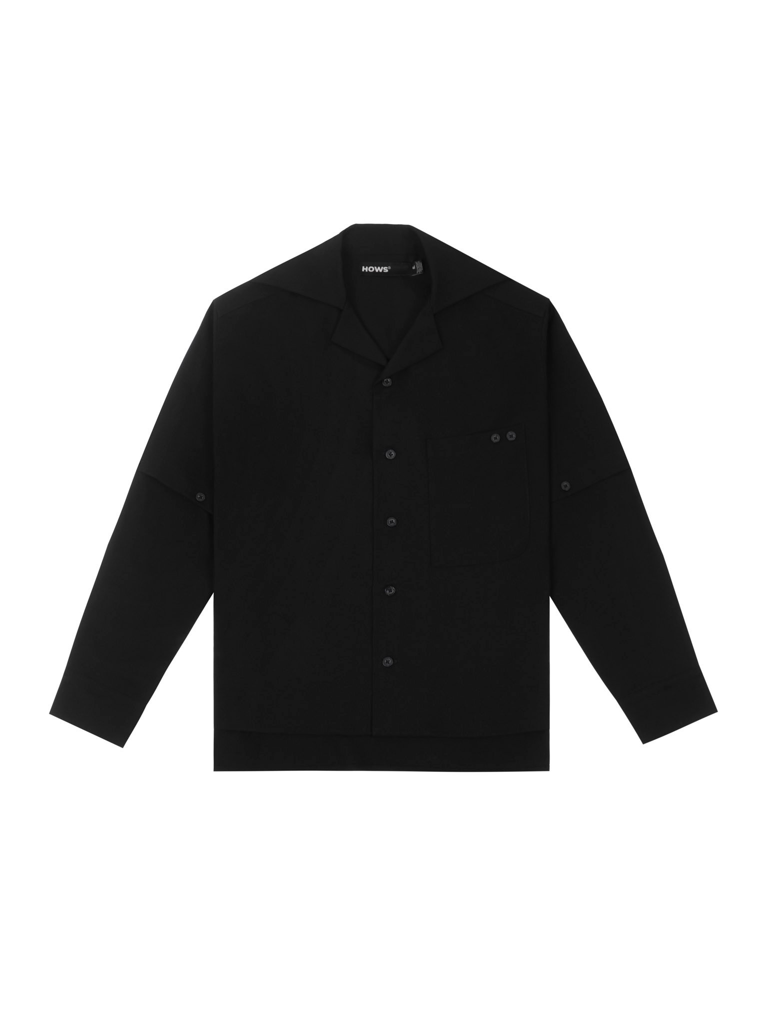  HOWS® LAYERED DETAIL BOXY SHIRT / BLACK 