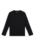  HOWS® WAFFLE LONG SLEEVE HENLEY / BLACK 