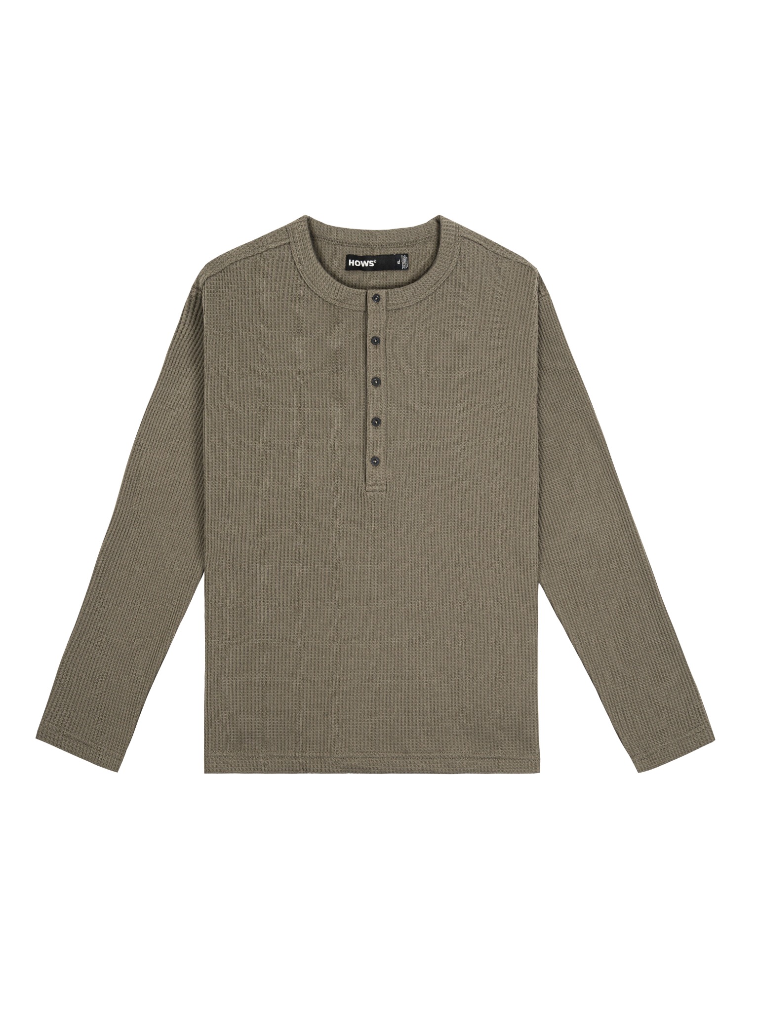  HOWS® WAFFLE LONG SLEEVE HENLEY / MOSS 