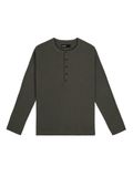 HOWS® WAFFLE LONG SLEEVE HENLEY / DARK MOSS 