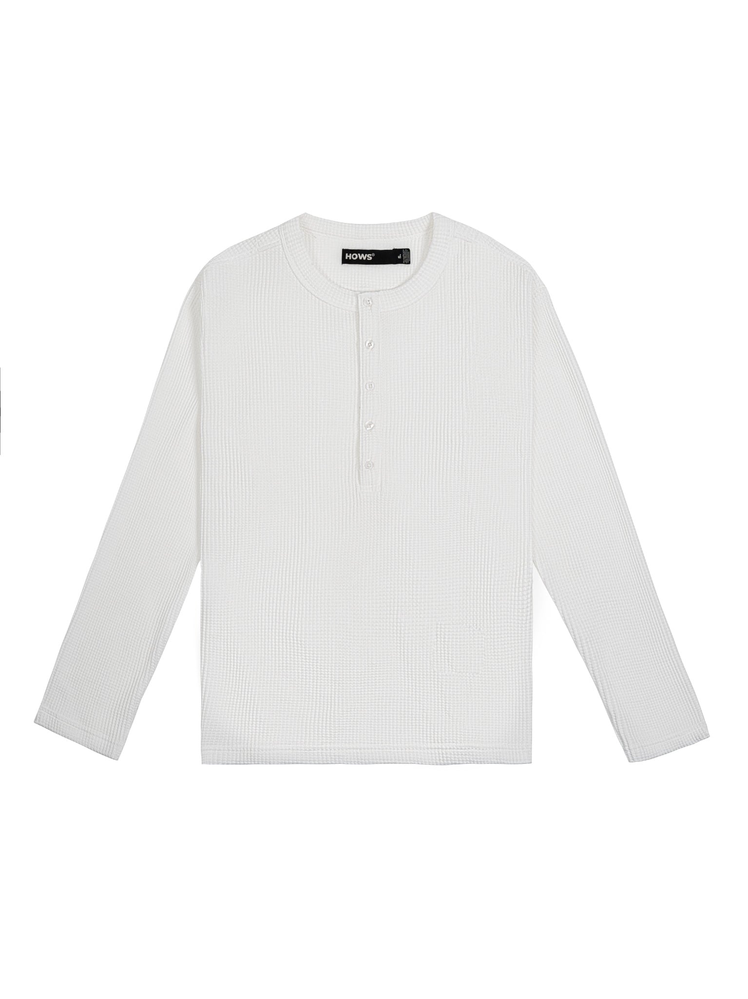  HOWS® WAFFLE LONG SLEEVE HENLEY / WHITE 