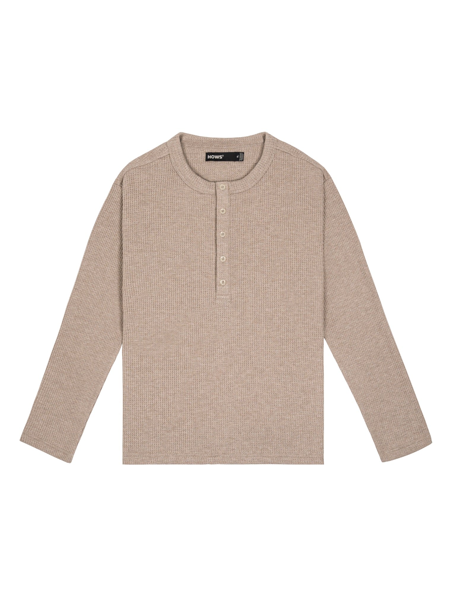  HOWS® WAFFLE LONG SLEEVE HENLEY / CAMEL 