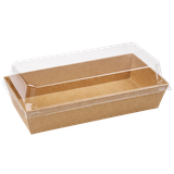  Khay giấy Kraft paper box with clear PET lid 1985 (Brown) 