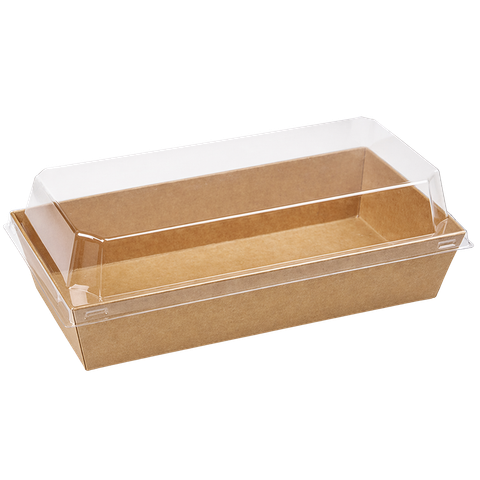  Khay giấy Kraft paper box with clear PET lid 1985 (Brown) 