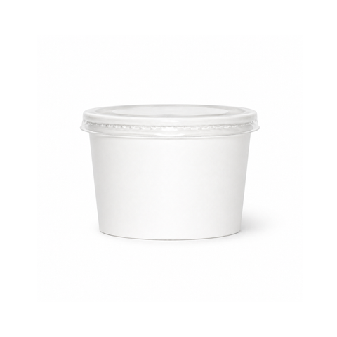  Bộ tô giấy trắng 250ml - 8.5oz + nắp nhựa PET (Kem) 