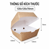  Hộp giấy kraft burger nâu 12x12x7cm 