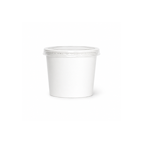  Bộ tô giấy trắng 120ml - 4oz + nắp nhựa PET 