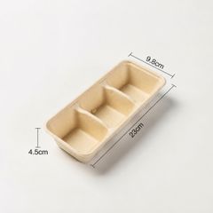  Hộp bã mía bento 3 ngăn 600ml nắp PET 