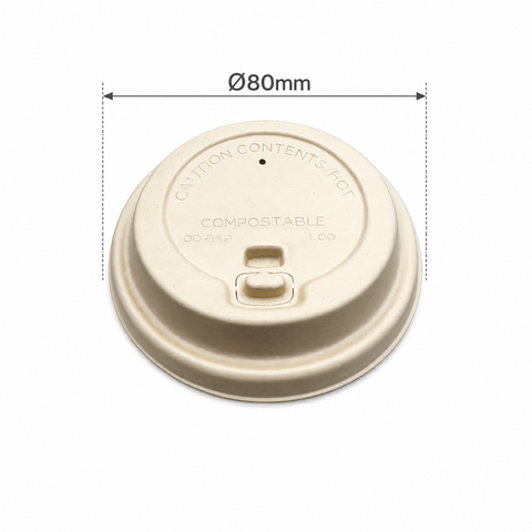 Nắp bã mía nâu có nút 80mm (dùng cho ly giấy 8oz)
