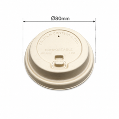  Nắp bã mía nâu có nút 80mm (dùng cho ly giấy 8oz) 
