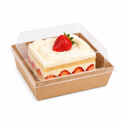  Khay giấy Kraft paper box with clear PET lid 10.5 (Brown) 