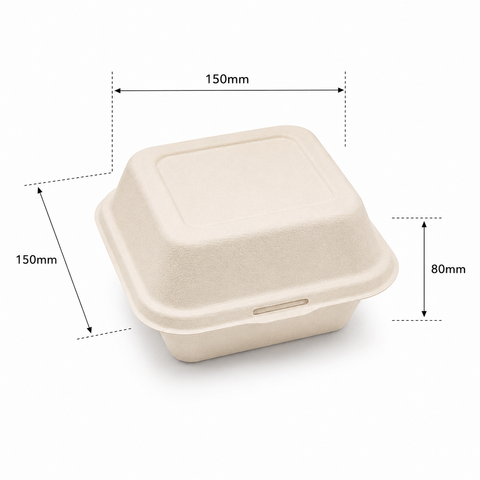 Hộp bã mía burger nâu 600ml (hàng VNXK)