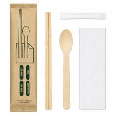  Bộ 4 món (muỗng gỗ, đũa, giấy, tăm) 