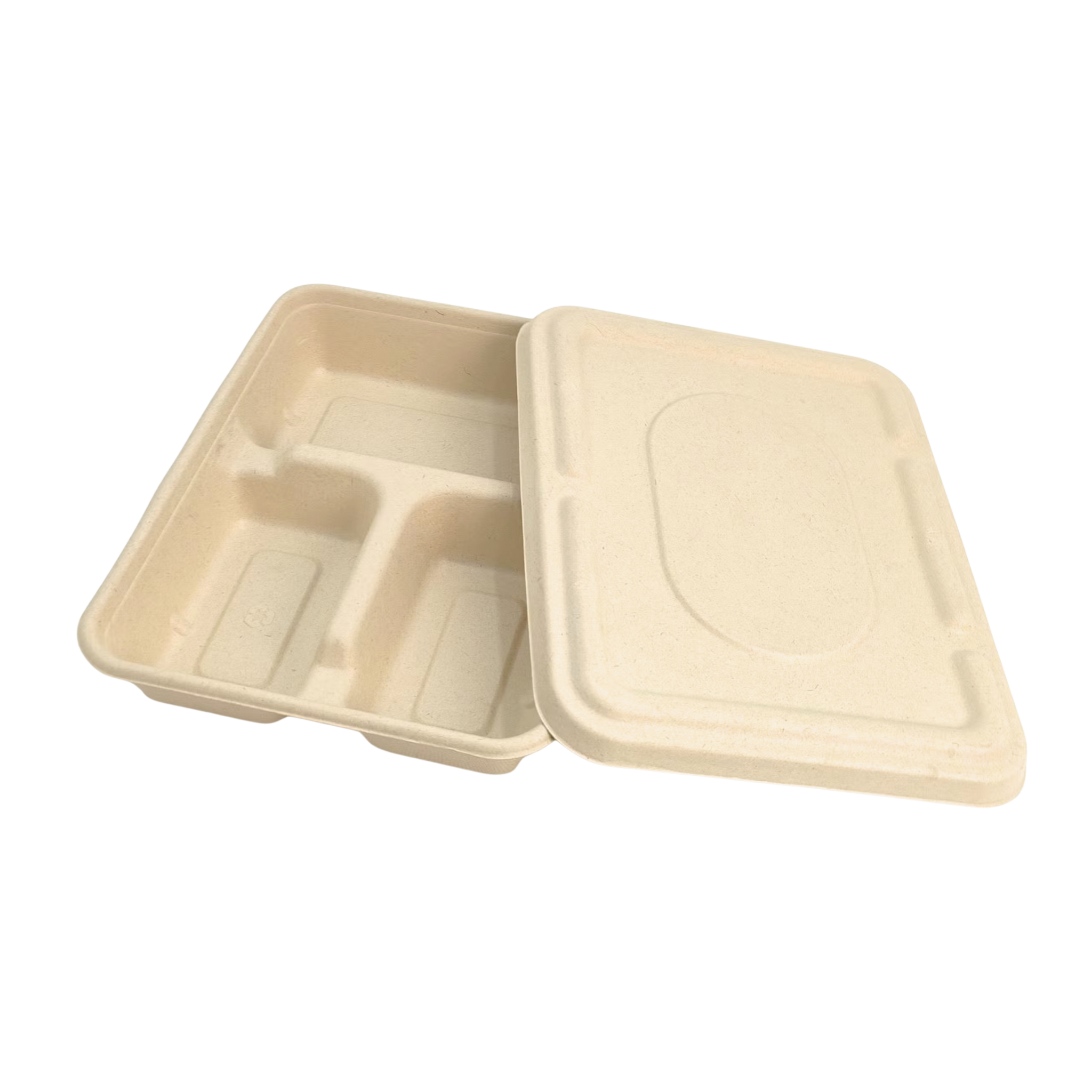  Hộp bã mía chữ nhật 3 ngăn 900ml kèm nắp bã mía 