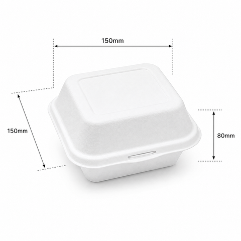 Hộp bã mía burger trắng 600ml (hàng VNXK)